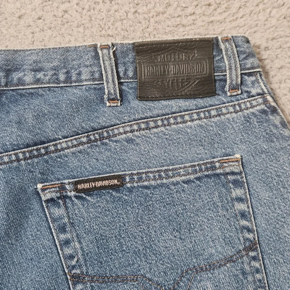 Harley Davidson Jeans Mens 40 x 32 Straight Blue Denim Cotton‎ Motorcycle Biker